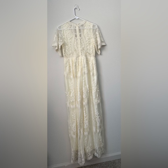 PinkBlush Maternity Cream Lace Mesh Overlay Maxi Dress, new with tag, Size S - Picture 7 of 10